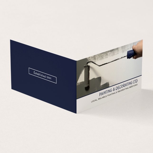 Grey Paint Roller, Painter & Decorator Photo Business Card (Outside)