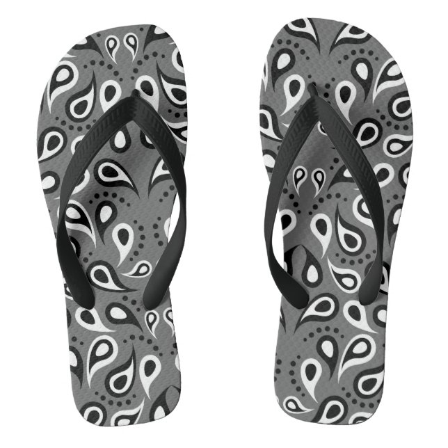 grey paisley adult flip flops (Footbed)