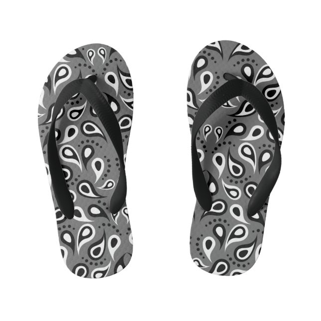 grey paisley kids flip flops (Footbed)