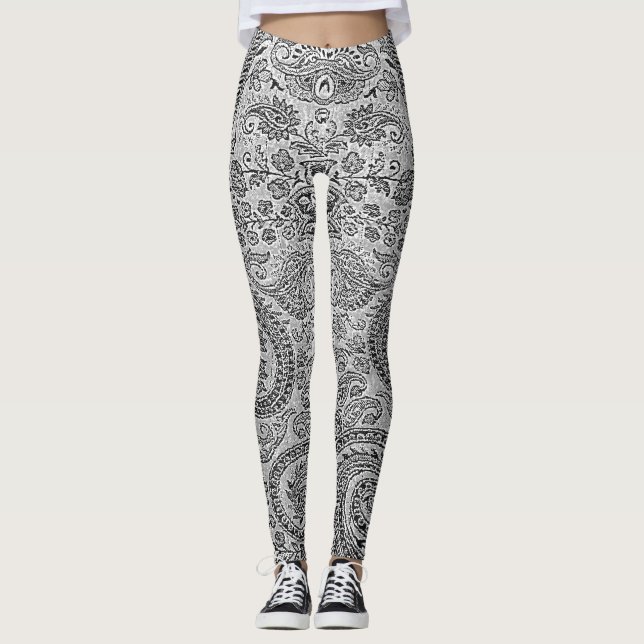 GREY PAISLEY LEGGINGS (Front)