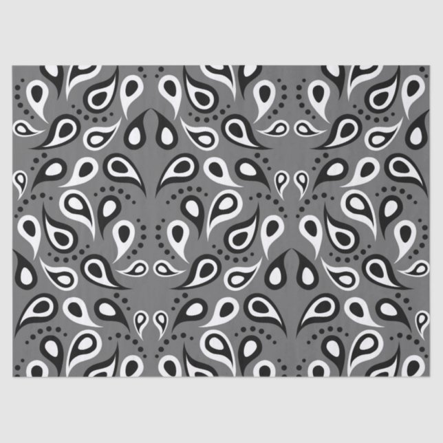 grey paisley tissue paper (Front)