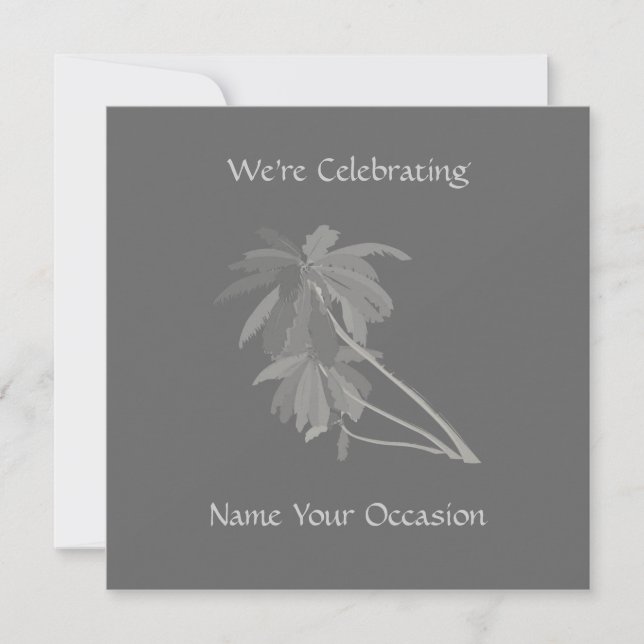 Grey Palm Invitations (Front)