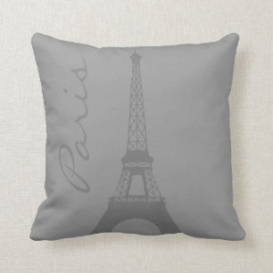 Grey Paris Eiffel Tower Cushion