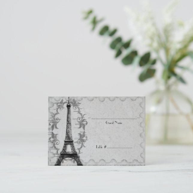 Grey Paris Grunge Reception Seating Card (Standing Front)