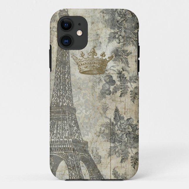 Grey Parisian Collage Case-Mate iPhone Case (Back)