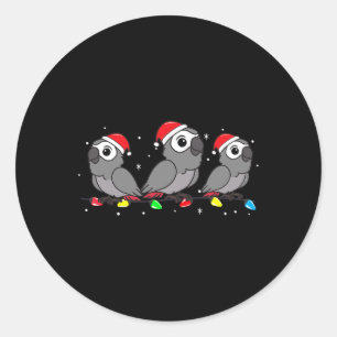 Grey Parrot Bird Christmas Lights Funny Pet Xmas G Classic Round Sticker