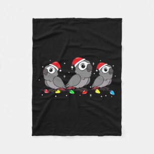 Grey Parrot Bird Christmas Lights Funny Pet Xmas G Fleece Blanket