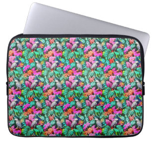 Grey Parrot Jungle Dreams Seamless Surface Pattern Laptop Sleeve