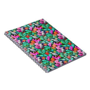 Grey Parrot Jungle Dreams Seamless Surface Pattern Notebook