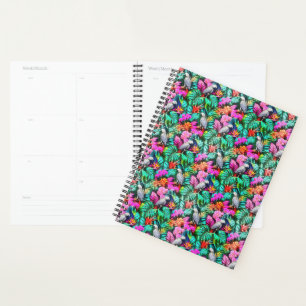 Grey Parrot Jungle Dreams Seamless Surface Pattern Planner