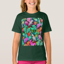 Grey Parrot Jungle Dreams Seamless Surface Pattern