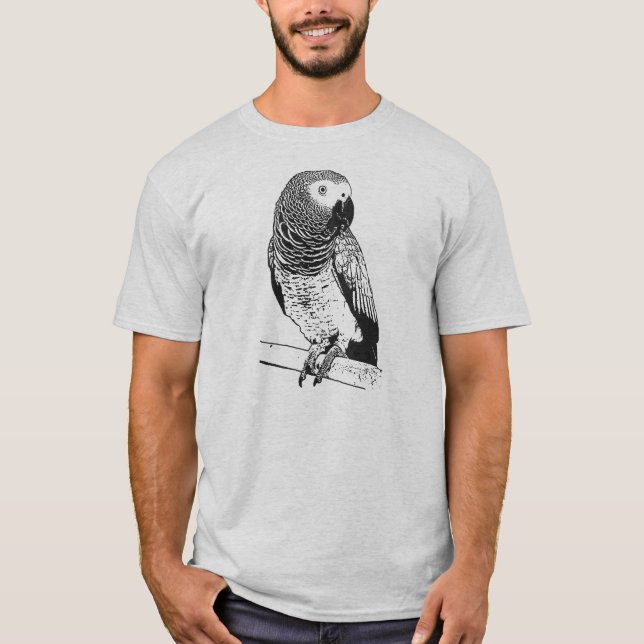 Grey parrot on grey shirt (Front)