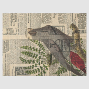 Grey Parrot on Vintage Catalogue Decoupage Tissue Paper