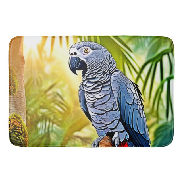 Grey Parrot Perch Bath Mat (Front)