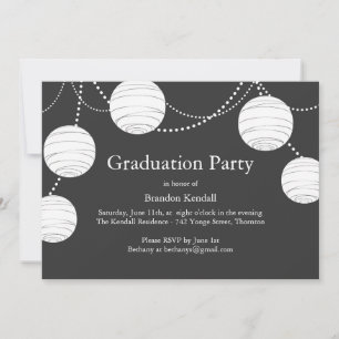 Grey Party Lantern Graduation Invitation