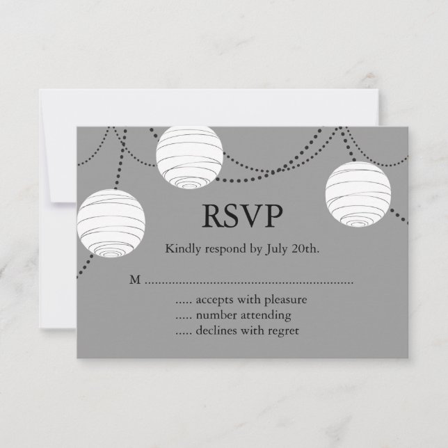 Grey Party Lanterns RSVP (Front)