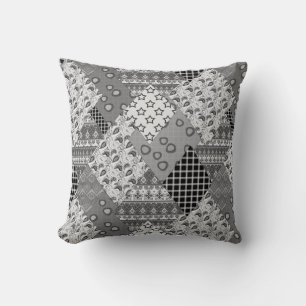 Grey Patchwork Patchwork Pattern Cushion