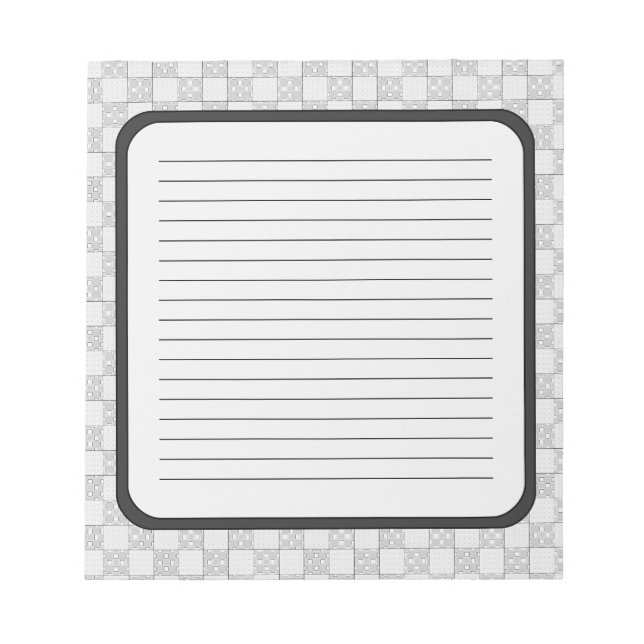 Grey Patchwork Pattern Notepad (Front)