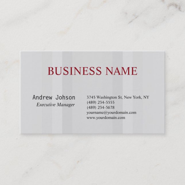 Grey Pattern Modern Elegant Classical Simple Business Card (Front)
