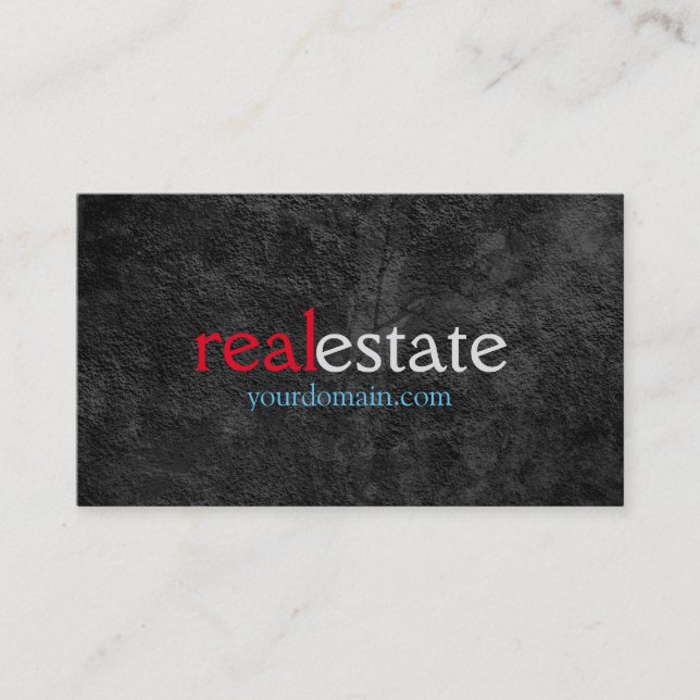 Grey Pattern Real Estate Agent Trendy Red Blue Business Card (Front)