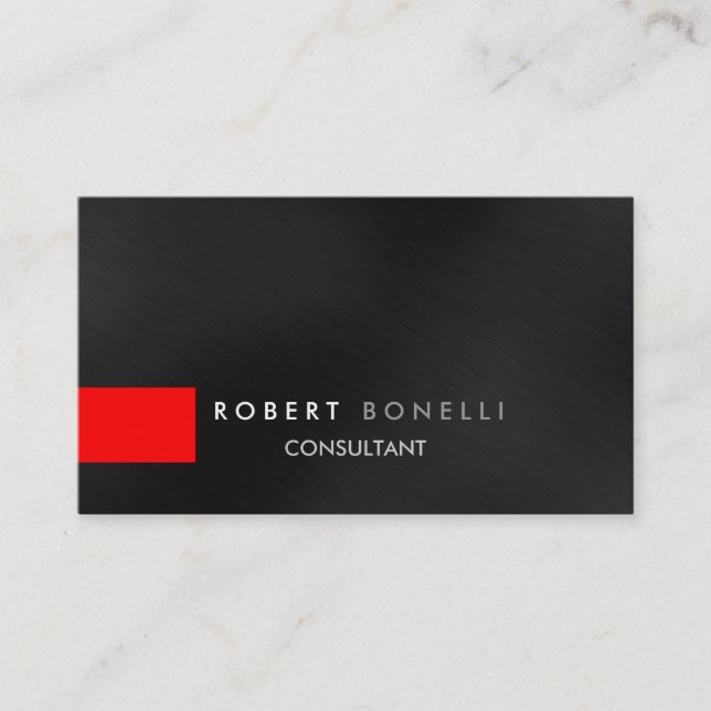 Grey Pattern Red Stripe Consultant Business Card (Front)