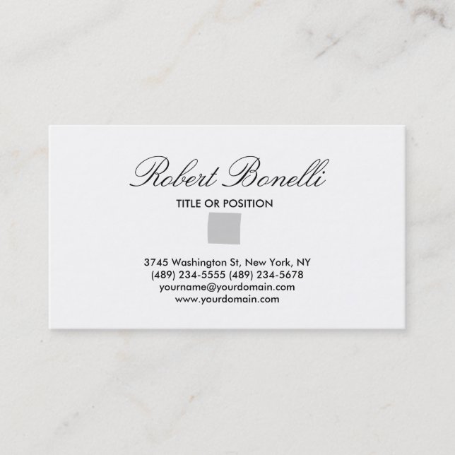 Grey Pattern Simple Black White Business Card (Front)