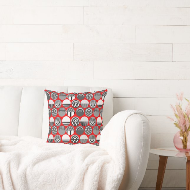 Grey Patterned Ovals  Cushion (Couch)