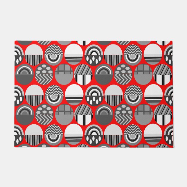 Grey Patterned Ovals  Doormat (Front)