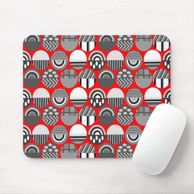 Grey Patterned Ovals  Mouse Mat (With Mouse)