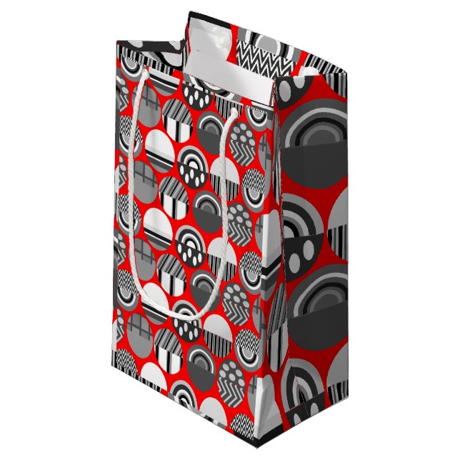 Grey Patterned Ovals  Small Gift Bag (Front Angled)