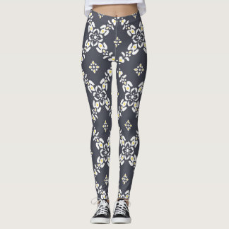 Grey patterns leaves flow leggings