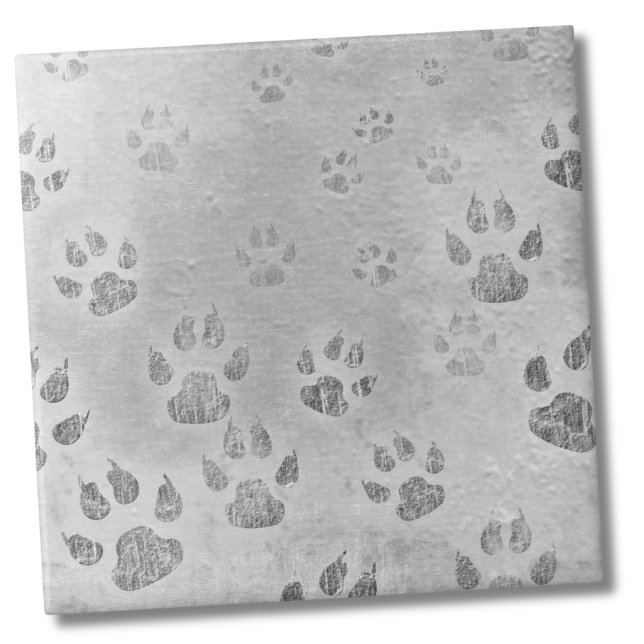 Grey Paw Pattern Tile (Cute White Gray Pattern Animal Paw Prints Ceramic Tile)