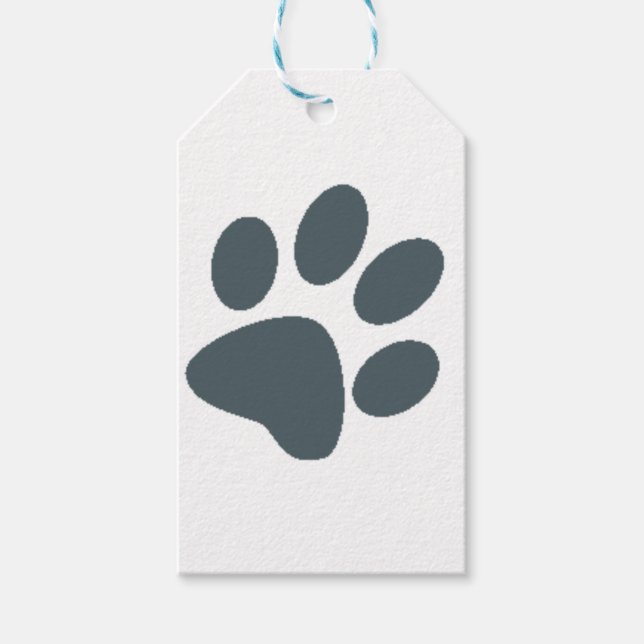 Grey Paw Print Gift Tags (Front)