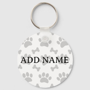 Grey Paws And Bones Pattern Key Ring