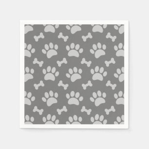 Grey Paws And Bones Pattern Napkin