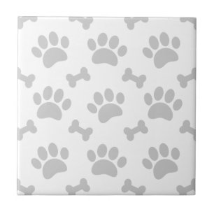 Grey Paws And Bones Pattern Pet Tile