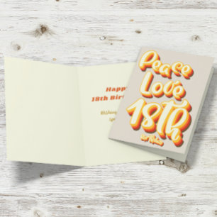 Grey Peace Love Retro Groovy 18th Happy Birthday Card