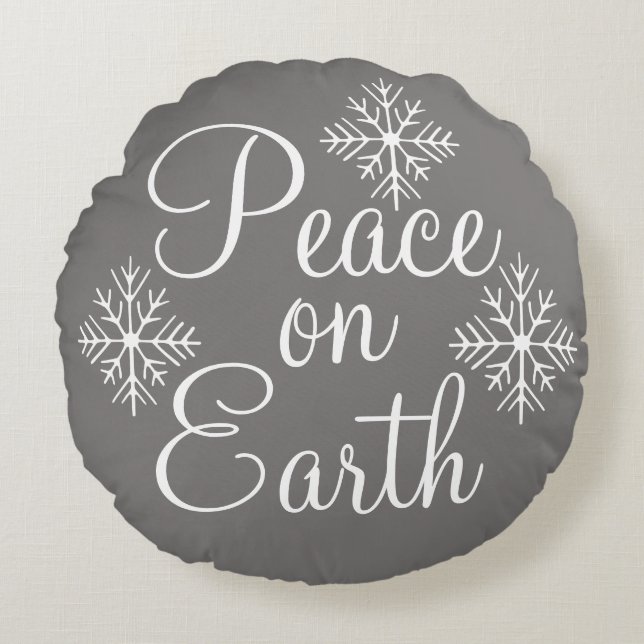 Grey Peace on Earth Pillow (Front)