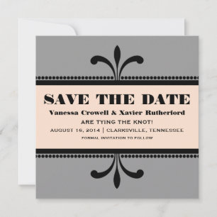 Grey/Peach Fancy Art Deco Save the Date Invite