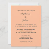 Grey Peach Fuzz Elegant Simple Minimal Wedding