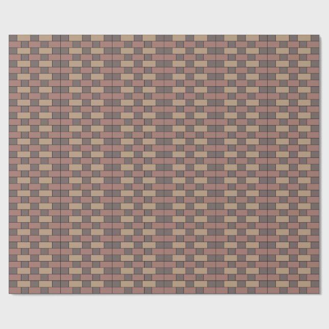 Grey Peach Pink Brick Wall Wrapping Paper (Flat)