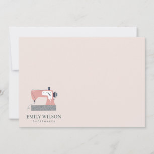 GREY PEACH PINK SEWING MACHINE TAILOR BUSINESS CARD