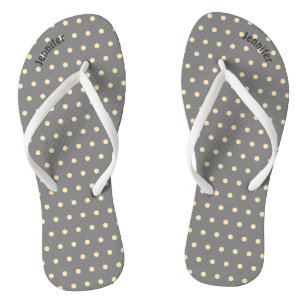 Grey & Peach Polka Dot - Flip Flops