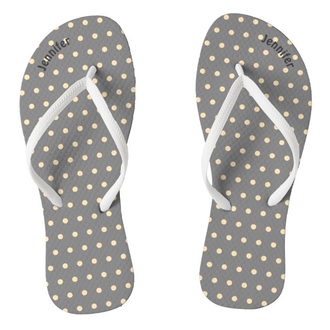Grey & Peach Polka Dot - Flip Flops (Footbed)