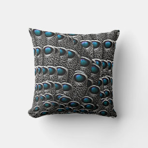 Grey Peacock Feathers Cushion