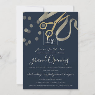 GREY PEARL SILVER RIBBON CUTTING GRAND OPENING INVITATION