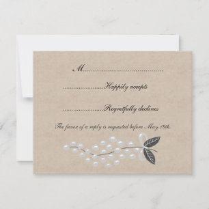 Grey Pearls Parchment Wedding RSVP Card