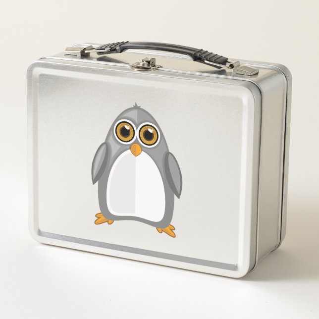 Grey Penguin  Metal Lunch Box (Front)