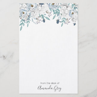 Grey Peonies Personalised Notepad Stationery