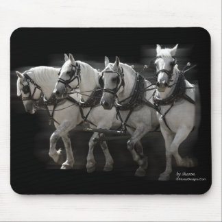 Grey Percheron Draught Horses - Four Abreast Mouse Mat